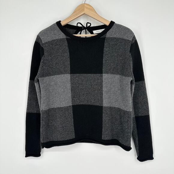 ANINE BING Plaid Sweater Wool Blend Crew Neck Chunky Knit Buffalo Check Boxy - Picture 3 of 14
